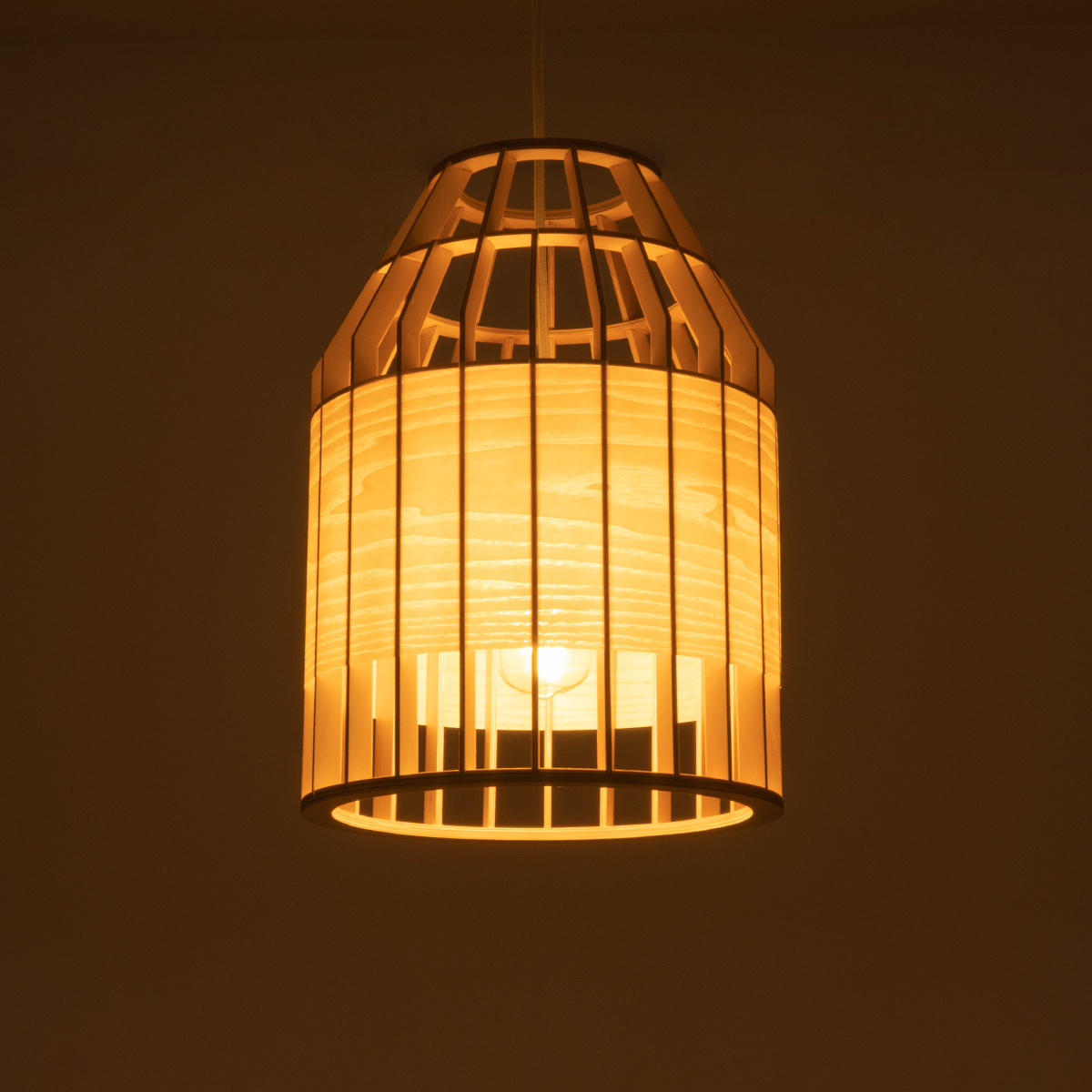 GloboStar® GALIA 02219 Boho Κρεμαστό Φωτιστικό Πλέγμα Μονόφωτο 1 x E27 IP20 Μπεζ & Καφέ Ξύλο - Μ30 x Π30 x Υ40cm - Image 2