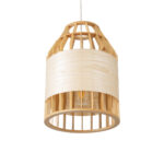 GloboStar® GALIA 02219 Boho Κρεμαστό Φωτιστικό Πλέγμα Μονόφωτο 1 x E27 IP20 Μπεζ & Καφέ Ξύλο - Μ30 x Π30 x Υ40cm - Image 5