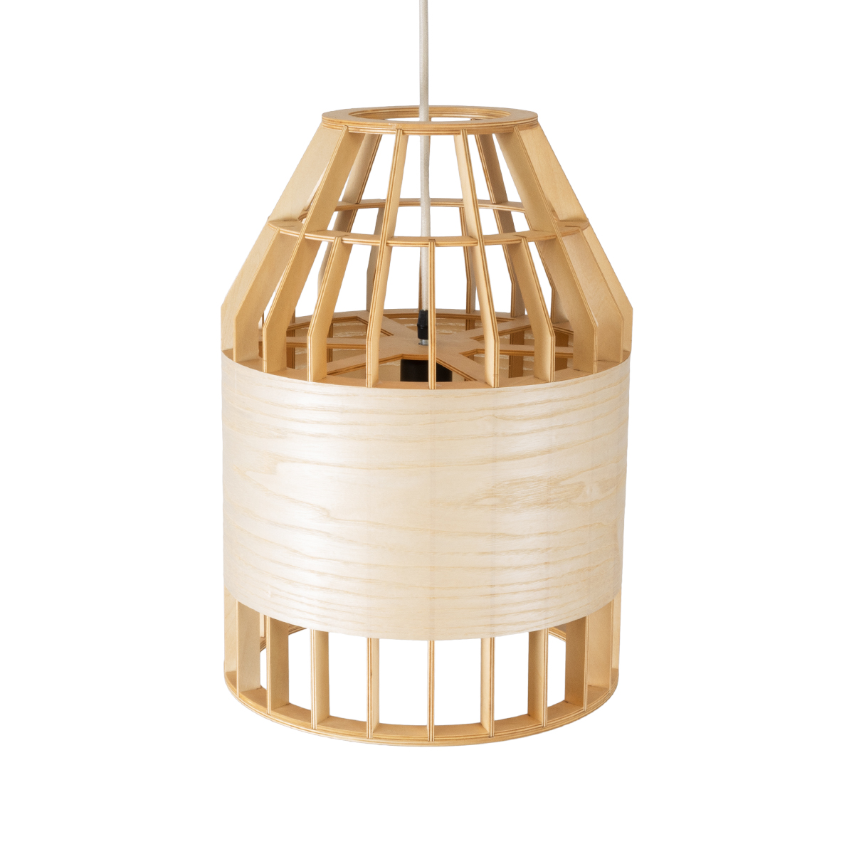 GloboStar® GALIA 02219 Boho Κρεμαστό Φωτιστικό Πλέγμα Μονόφωτο 1 x E27 IP20 Μπεζ & Καφέ Ξύλο - Μ30 x Π30 x Υ40cm - Image 6