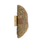 GloboStar® GUAVA 02222 Boho Επιτοίχιο Φωτιστικό Απλίκα Δίφωτο 2 x G9 IP20 Μπεζ Ξύλο με Μπεζ Δέρμα - Μ11 x Π13 x Υ30cm - Image 4