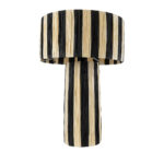 GloboStar® NASSAU 02234 Boho Επιτραπέζιο Φωτιστικό Μονόφωτο 1 x E27 AC220-240V IP20 - Φ37 x Υ55cm - Μπεζ με Μαύρο Φυσική Ράφια Νήμα Πλέγμα Καμπάνα