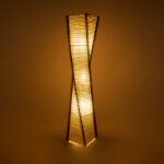 GloboStar® PALMA 02273 Boho Επιδαπέδιο Φωτιστικό Δίφωτο 2 x E27 IP20 Καφέ Ξύλο με Μπεζ Ύφασμα - Μ34 x Π34 x Υ130cm - Image 2