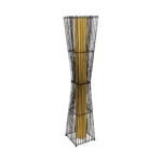GloboStar® PALMA 02274 Boho Επιδαπέδιο Φωτιστικό Δίφωτο 2 x E27 IP20 Μαύρο Ξύλο με Μπεζ Ύφασμα - Μ25 x Π25 x Υ140cm