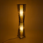 GloboStar® PALMA 02274 Boho Επιδαπέδιο Φωτιστικό Δίφωτο 2 x E27 IP20 Μαύρο Ξύλο με Μπεζ Ύφασμα - Μ25 x Π25 x Υ140cm - Image 2
