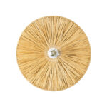 GloboStar® COLOMBO 02283 Boho Επιτοίχιο Φωτιστικό Απλίκα Μονόφωτο 1 x E27 IP20 Μπεζ Ράφια - Μ40 x Π40 x Υ9cm - Image 4