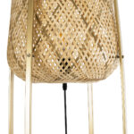 GloboStar® MEILANI 02301 Boho Επιδαπέδιο Φωτιστικό Μονόφωτο 1 x E27 IP20 Χρυσό Μέταλλο με Μπεζ Ξύλο - Μ40 x Π40 x Υ150cm - Image 5