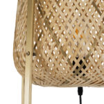 GloboStar® MEILANI 02301 Boho Επιδαπέδιο Φωτιστικό Μονόφωτο 1 x E27 IP20 Χρυσό Μέταλλο με Μπεζ Ξύλο - Μ40 x Π40 x Υ150cm - Image 6