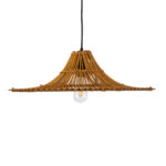 GloboStar® PALERMO 02310 Boho Κρεμαστό Φωτιστικό Πλέγμα Μονόφωτο 1 x E27 IP20 Καφέ Ξύλο - Μ60 x Π60 x Υ18cm - Image 4