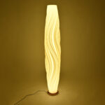 GloboStar® CERULEAN 02312 Μοντέρνο Επιδαπέδιο Φωτιστικό Μονόφωτο 1 x E27 IP20 Μπεζ & Λευκό Πολυβινυλοχλωρίδιο με Χάλκινο Μέταλλο - Μ30 x Π30 x Υ155cm - Image 2