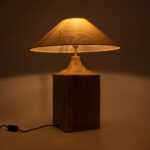 GloboStar® LAFRONTERA 02313 Boho Επιτραπέζιο Φωτιστικό Μονόφωτο 1 x E27 AC220-240V IP20 - Φ50 x Υ60cm - Μπεζ Ξύλινο Καμπάνα - Image 7