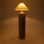 GloboStar® LAFRONTERA 02314 Boho Επιδαπέδιο Φωτιστικό Μονόφωτο 1 x E27 IP20 Καφέ Ξύλο με Μπεζ Ύφασμα - Μ55 x Π55 x Υ140cm - Image 2