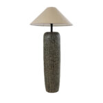 GloboStar® OLIANA 02315 Boho Επιδαπέδιο Φωτιστικό Μονόφωτο 1 x E27 IP20 Γκρι Κεραμικό με Μπεζ Ύφασμα - Μ55 x Π55 x Υ110cm