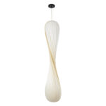 GloboStar® PRAIA 02317 Μοντέρνο Κρεμαστό Φωτιστικό Πλέγμα Δίφωτο 2 x E27 IP20 Μπεζ & Λευκό Ξύλο - Μ25 x Π25 x Υ145cm - Image 3