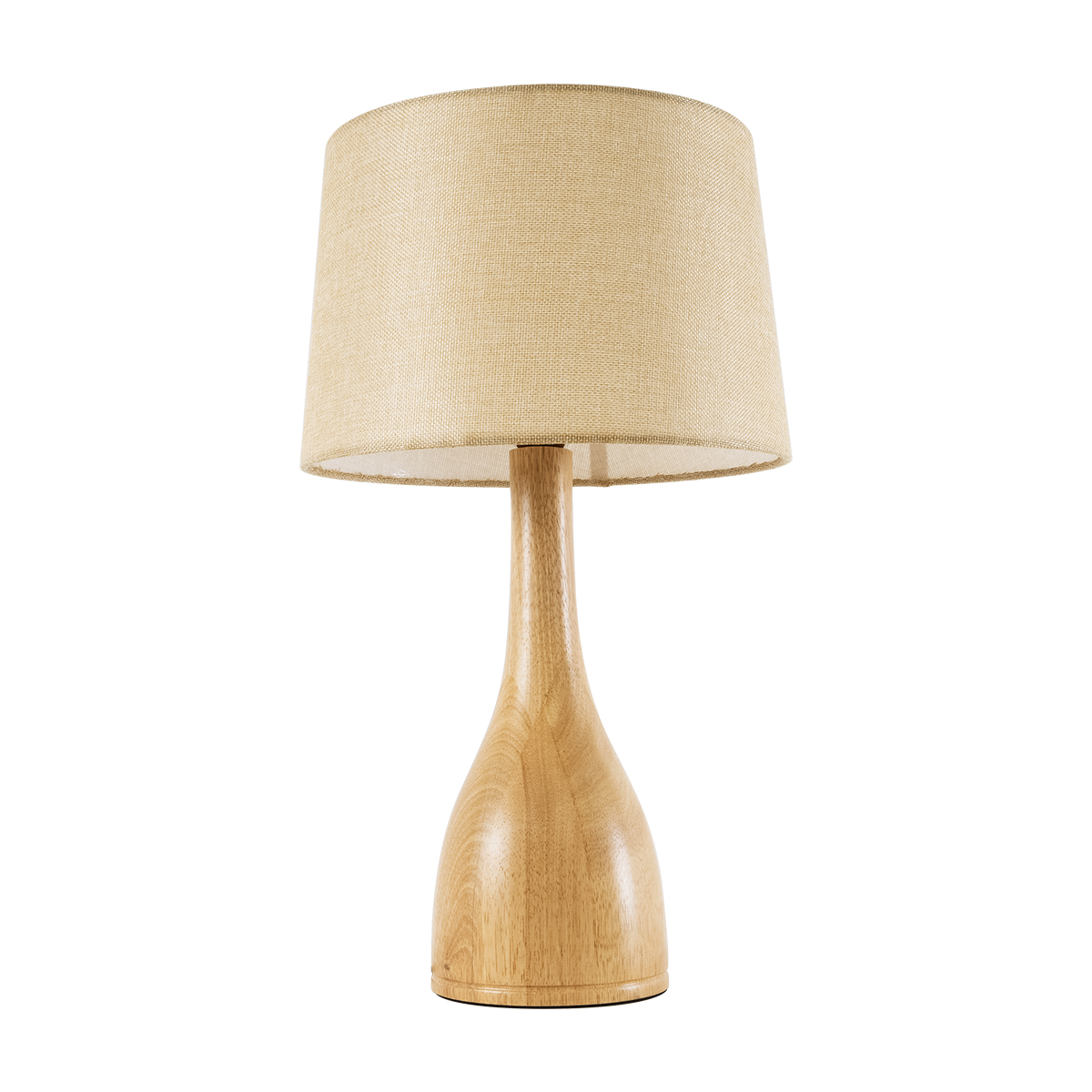 GloboStar® BERKBAY 02319 Boho Επιτραπέζιο Φωτιστικό Μονόφωτο 1 x E27 AC220-240V IP20 - Φ32 x Υ55cm - Μπεζ Ξύλινο με Μπεζ Υφασμάτινο Καπέλο