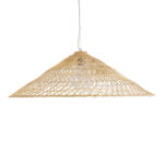 GloboStar® KAIA 02347 Boho Κρεμαστό Φωτιστικό Καμπάνα Μονόφωτο 1 x E27 IP20 Μπεζ Ξύλο - Μ80 x Π80 x Υ26cm - Image 4