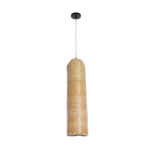 GloboStar® WAIKIKI 02349 Boho Κρεμαστό Φωτιστικό Πλέγμα Μονόφωτο 1 x E27 IP20 Μπεζ Ξύλο - Μ20 x Π20 x Υ80cm - Image 3