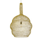 GloboStar® KENTUCKY 02357 Vintage Κρεμαστό Φωτιστικό Πλέγμα Μονόφωτο 1 x E27 IP20 Χρυσό Μέταλλο - Μ60 x Π60 x Υ90cm