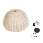 GloboStar® MONTANA 02378 Boho Κρεμαστό Φωτιστικό Καμπάνα Μονόφωτο 1 x E27 IP20 Μπεζ Ξύλο - Μ50 x Π50 x Υ25cm - Image 9