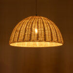 GloboStar® MONTANA 02378 Boho Κρεμαστό Φωτιστικό Καμπάνα Μονόφωτο 1 x E27 IP20 Μπεζ Ξύλο - Μ50 x Π50 x Υ25cm - Image 2