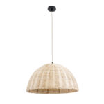 GloboStar® MONTANA 02378 Boho Κρεμαστό Φωτιστικό Καμπάνα Μονόφωτο 1 x E27 IP20 Μπεζ Ξύλο - Μ50 x Π50 x Υ25cm - Image 3