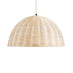 GloboStar® MONTANA 02378 Boho Κρεμαστό Φωτιστικό Καμπάνα Μονόφωτο 1 x E27 IP20 Μπεζ Ξύλο - Μ50 x Π50 x Υ25cm - Image 4