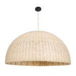 GloboStar® MONTANA 02380 Boho Κρεμαστό Φωτιστικό Καμπάνα Μονόφωτο 1 x E27 IP20 Μπεζ Ξύλο - Μ120 x Π120 x Υ60cm - Image 3