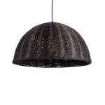 GloboStar® MONTANA 02381 Boho Κρεμαστό Φωτιστικό Καμπάνα Μονόφωτο 1 x E27 IP20 Καφέ Ξύλο - Μ50 x Π50 x Υ25cm