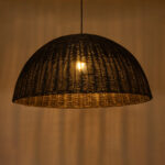 GloboStar® MONTANA 02382 Boho Κρεμαστό Φωτιστικό Καμπάνα Μονόφωτο 1 x E27 IP20 Καφέ Ξύλο - Μ80 x Π80 x Υ40cm - Image 2