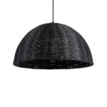 GloboStar® MONTANA 02383 Boho Κρεμαστό Φωτιστικό Καμπάνα Μονόφωτο 1 x E27 IP20 Μαύρο Ξύλο - Μ50 x Π50 x Υ25cm