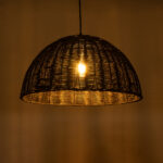 GloboStar® MONTANA 02383 Boho Κρεμαστό Φωτιστικό Καμπάνα Μονόφωτο 1 x E27 IP20 Μαύρο Ξύλο - Μ50 x Π50 x Υ25cm - Image 2