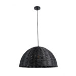GloboStar® MONTANA 02383 Boho Κρεμαστό Φωτιστικό Καμπάνα Μονόφωτο 1 x E27 IP20 Μαύρο Ξύλο - Μ50 x Π50 x Υ25cm - Image 3