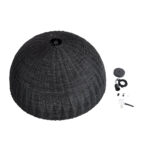 GloboStar® MONTANA 02384 Boho Κρεμαστό Φωτιστικό Καμπάνα Μονόφωτο 1 x E27 IP20 Μαύρο Ξύλο - Μ80 x Π80 x Υ40cm - Image 9