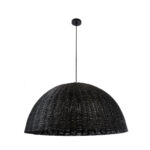 GloboStar® MONTANA 02384 Boho Κρεμαστό Φωτιστικό Καμπάνα Μονόφωτο 1 x E27 IP20 Μαύρο Ξύλο - Μ80 x Π80 x Υ40cm - Image 3