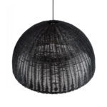 GloboStar® MONTANA 02384 Boho Κρεμαστό Φωτιστικό Καμπάνα Μονόφωτο 1 x E27 IP20 Μαύρο Ξύλο - Μ80 x Π80 x Υ40cm - Image 6