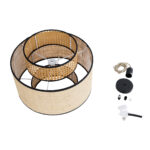 GloboStar® BRAVADO 02386 Boho Κρεμαστό Φωτιστικό Πλέγμα Μονόφωτο 1 x E27 IP20 Καφέ & Μπεζ Ξύλο - Μ40 x Π40 x Υ35cm - Image 10