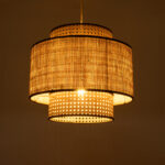 GloboStar® BRAVADO 02386 Boho Κρεμαστό Φωτιστικό Πλέγμα Μονόφωτο 1 x E27 IP20 Καφέ & Μπεζ Ξύλο - Μ40 x Π40 x Υ35cm - Image 2