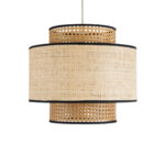 GloboStar® BRAVADO 02386 Boho Κρεμαστό Φωτιστικό Πλέγμα Μονόφωτο 1 x E27 IP20 Καφέ & Μπεζ Ξύλο - Μ40 x Π40 x Υ35cm - Image 4