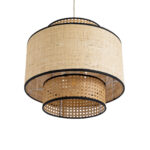GloboStar® BRAVADO 02386 Boho Κρεμαστό Φωτιστικό Πλέγμα Μονόφωτο 1 x E27 IP20 Καφέ & Μπεζ Ξύλο - Μ40 x Π40 x Υ35cm - Image 5