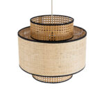 GloboStar® BRAVADO 02386 Boho Κρεμαστό Φωτιστικό Πλέγμα Μονόφωτο 1 x E27 IP20 Καφέ & Μπεζ Ξύλο - Μ40 x Π40 x Υ35cm - Image 6