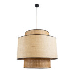 GloboStar® BRAVADO 02387 Boho Κρεμαστό Φωτιστικό Πλέγμα Μονόφωτο 1 x E27 IP20 Καφέ & Μπεζ Ξύλο - Μ70 x Π70 x Υ58cm - Image 3