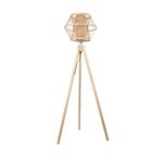 GloboStar® POPPY 01985 Boho Επιδαπέδιο Φωτιστικό Μονόφωτο 1 x E27 IP20 Μπεζ Ξύλο - Μ58 x Π58 x Υ151cm