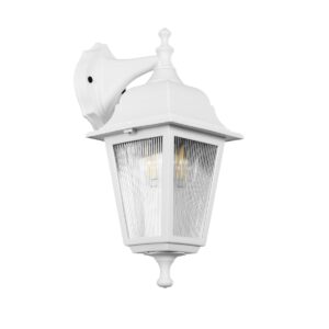 GloboStar® SOLME 203-0221 Vintage Επιτοίχιο Φωτιστικό Φαναράκι Μονόφωτο 1 x E27 IP44 Λευκό Πλαστικό Σώμα - Μ19 x Π15 x Υ35cm