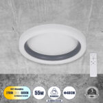 GloboStar® ARIANA 61036 Πλαφονιέρα Οροφής Κύκλος LED CCT 55W 6376lm 120° AC 220-240V - Εναλλαγή Φωτισμού μέσω Τηλεχειριστηρίου All In One Ψυχρό Λευκό 6000k+Φυσικό Λευκό 4500k+Θερμό Λευκό 2700k Dimmable Φ48cm - Ανθρακί - 3 Years Warranty