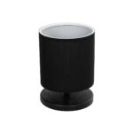 GloboStar® MINNIE 204-0063 Μοντέρνο Eπιτραπέζιο Φωτιστικό Μονόφωτο 1 x E27 IP20 Μαύρο Ξύλο με Μαύρο Ύφασμα - Μ15 x Π15 x Υ22cm