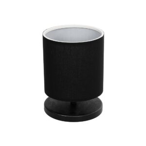 GloboStar® MINNIE 204-0063 Μοντέρνο Eπιτραπέζιο Φωτιστικό Μονόφωτο 1 x E27 IP20 Μαύρο Ξύλο με Μαύρο Ύφασμα - Μ15 x Π15 x Υ22cm