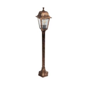 GloboStar® SOLME 203-0217 Vintage Επιδαπέδιο Φωτιστικό Φαναράκι Μονόφωτο 1 x E27 IP44 Χάλκινο Πλαστικό Σώμα - Μ16.5 x Π16.5 x Υ100cm