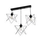 GloboStar® GLIND Vintage 201-0092 Κρεμαστό Φωτιστικό Ράγα Τρίφωτο 3 x E27 IP20 Μαύρο Μέταλλο - Μ55 x Π25 x Υ70cm