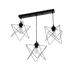 GloboStar® GLIND Vintage 201-0092 Κρεμαστό Φωτιστικό Ράγα Τρίφωτο 3 x E27 IP20 Μαύρο Μέταλλο - Μ55 x Π25 x Υ70cm