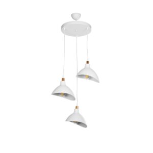 GloboStar® RIVE 203-0142 Μοντέρνο Κρεμαστό Φωτιστικό Καμπάνα Τρίφωτο 3 x E27 IP20 Λευκό με Χρυσό Πλαστικό - Μ45 x Π45 x Υ80cm