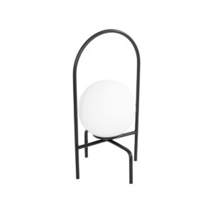 GloboStar® SPIDY 204-0139 Μοντέρνο Eπιτραπέζιο Φωτιστικό Μονόφωτο 1 x E27 IP20 Μαύρο Μέταλλο με Λευκό Γυαλί - Μ20 x Π20 x Υ37cm